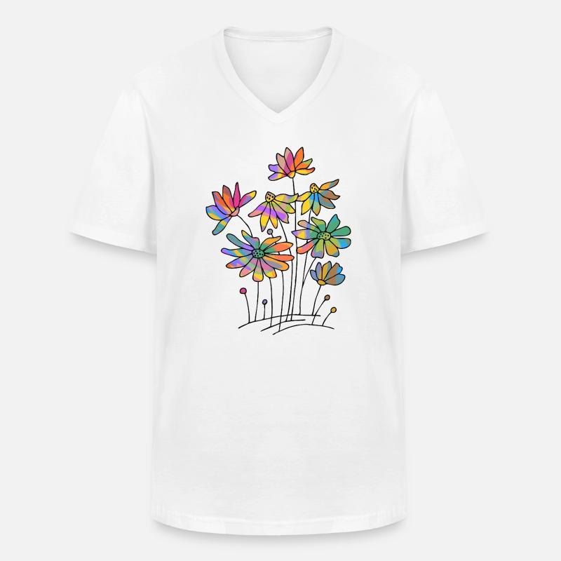 Blumen - Männer-T-Shirt mit V-Ausschnitt - Weiß