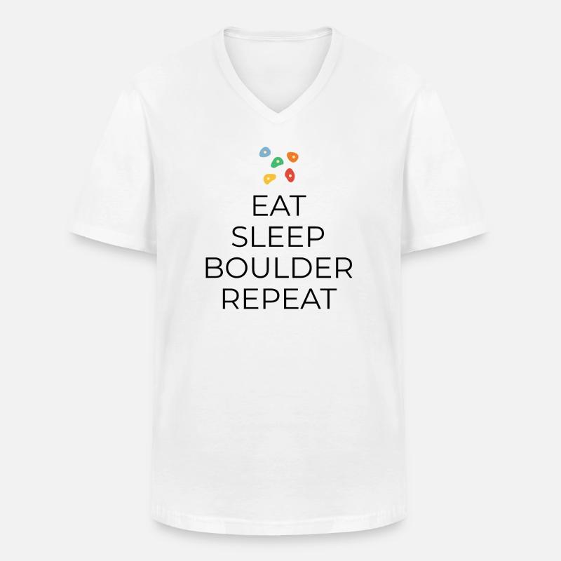 Eat - Sleep - Boulder - Repeat - Design Bouldern - Männer-T-Shirt mit V-Ausschnitt - Weiß