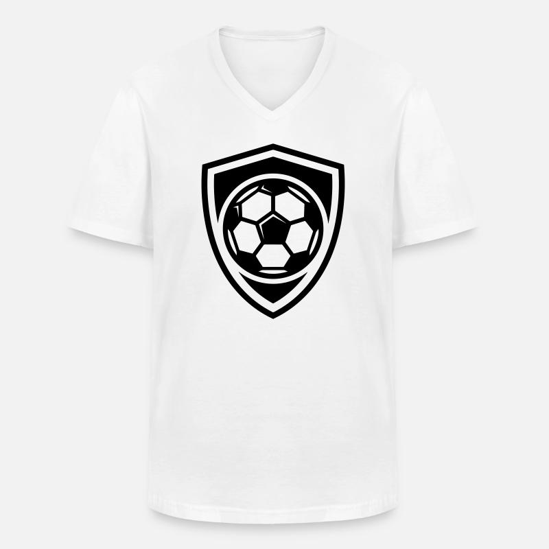 Fussball Wappen Schild - Männer-T-Shirt mit V-Ausschnitt - Weiß