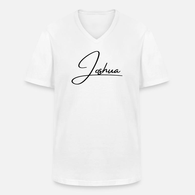 Joshua Name - Elegant Cursive Script - Men's V-Neck T-Shirt - white