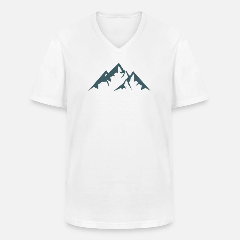 Montagne Berge - Maglietta da uomo classica con scollo a V - bianco