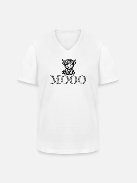 Mignonne vache Mooo - T-shirt col V Homme - blanc