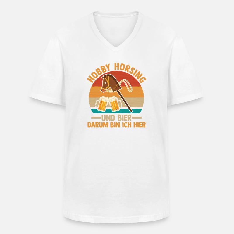 Bier Pferd Hobby Horsing - Männer-T-Shirt mit V-Ausschnitt - Weiß