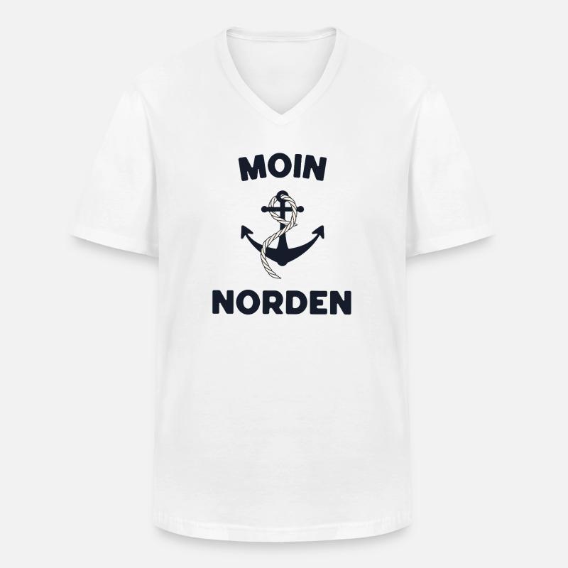 Moin Norden – Maritimes Anker-Design - Männer-T-Shirt mit V-Ausschnitt - Weiß