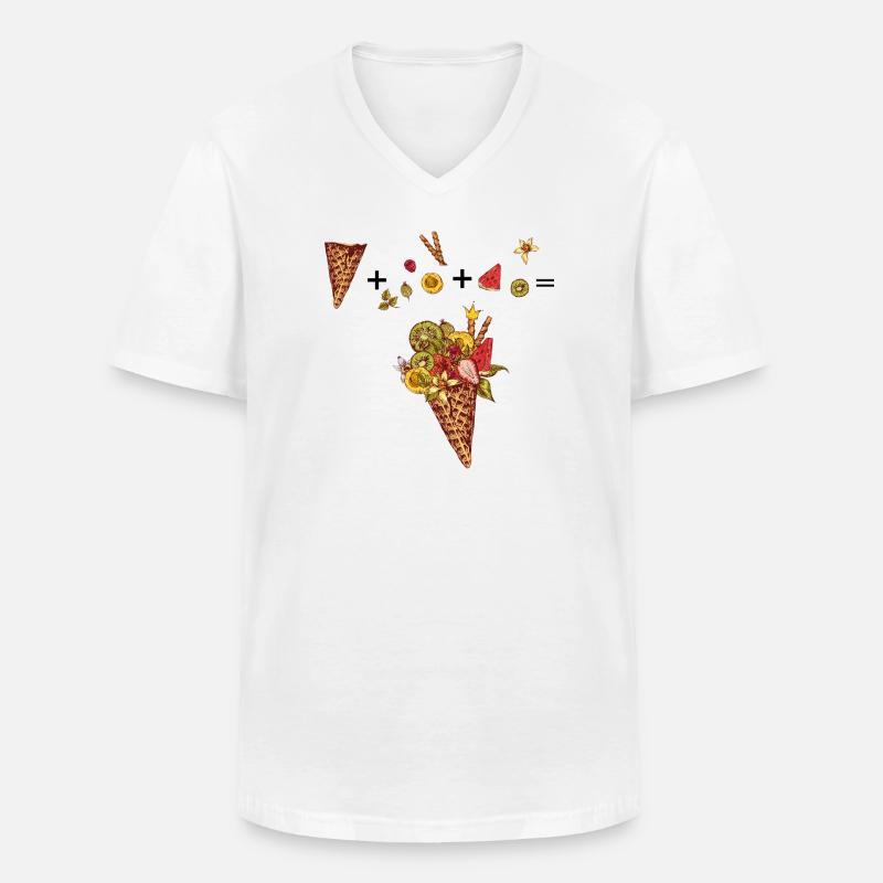  Eiswaffel mit buntem Obst - Männer-T-Shirt mit V-Ausschnitt - Weiß