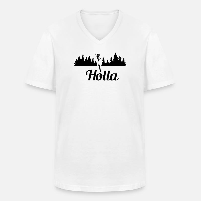 Holla - Männer-T-Shirt mit V-Ausschnitt - Weiß