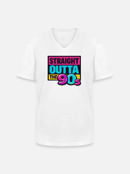 Straight Outta The 90s Neon - Men's V-Neck T-Shirt - white