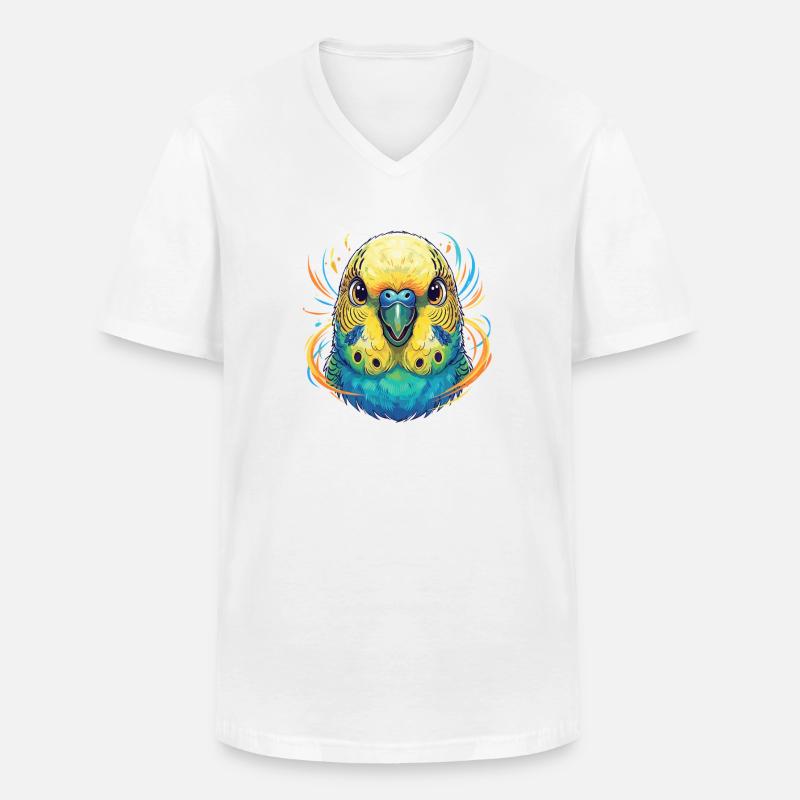 Lebendige Wellensittich Farbexplosion - Männer-T-Shirt mit V-Ausschnitt - Weiß
