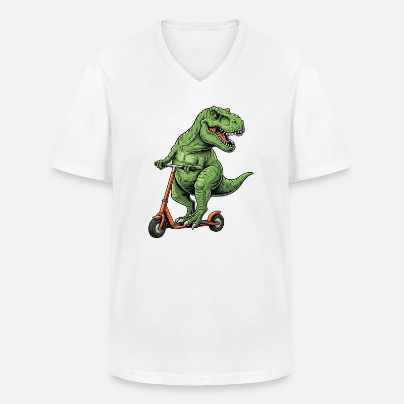 Dinosaurier-Roller T-Rex auf Scooter-Geschenken - Männer-T-Shirt mit V-Ausschnitt - Weiß
