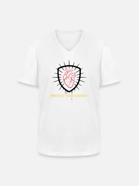 Protect Energy Heart Shield - Men's V-Neck T-Shirt - white
