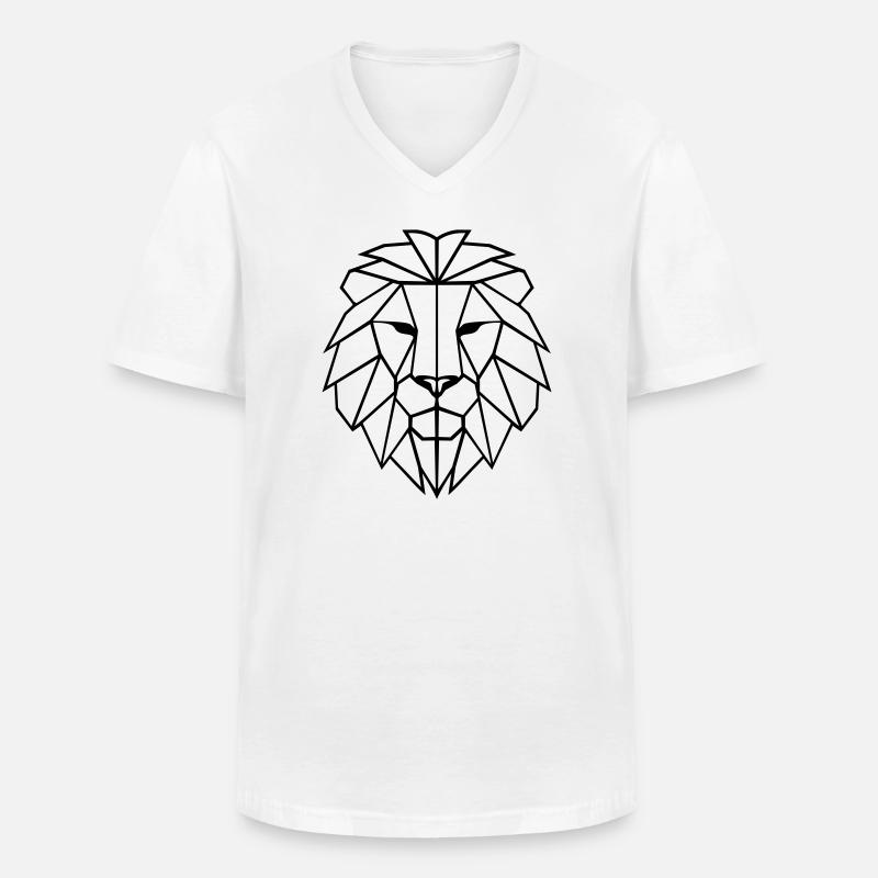 Löwe Polygon - Männer-T-Shirt mit V-Ausschnitt - Weiß