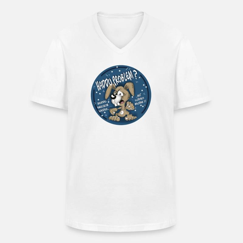 Hasen-Comic Haddu Problem? - Männer-T-Shirt mit V-Ausschnitt - Weiß