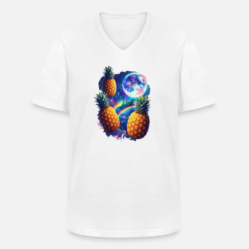 Kosmische Ananas All - Männer-T-Shirt mit V-Ausschnitt - Weiß
