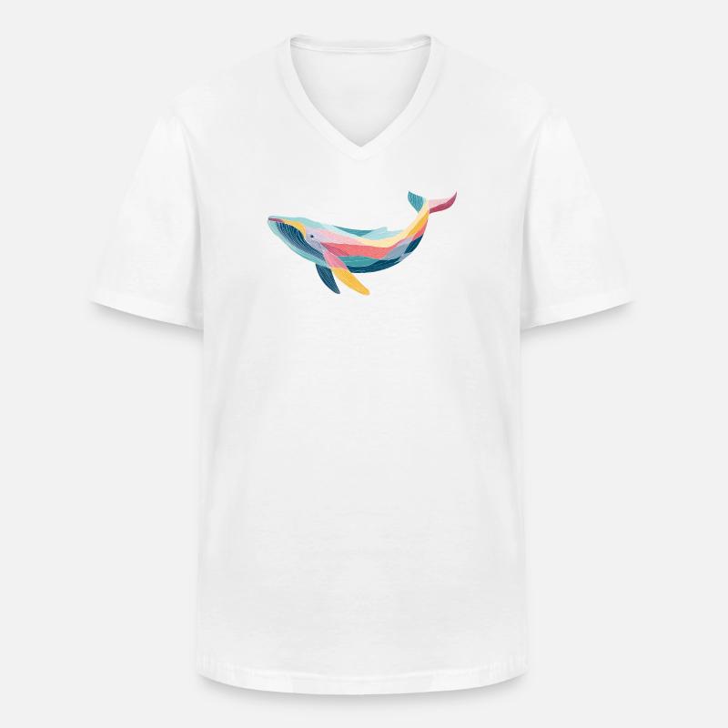 Wal, Meerestier - Männer-T-Shirt mit V-Ausschnitt - Weiß