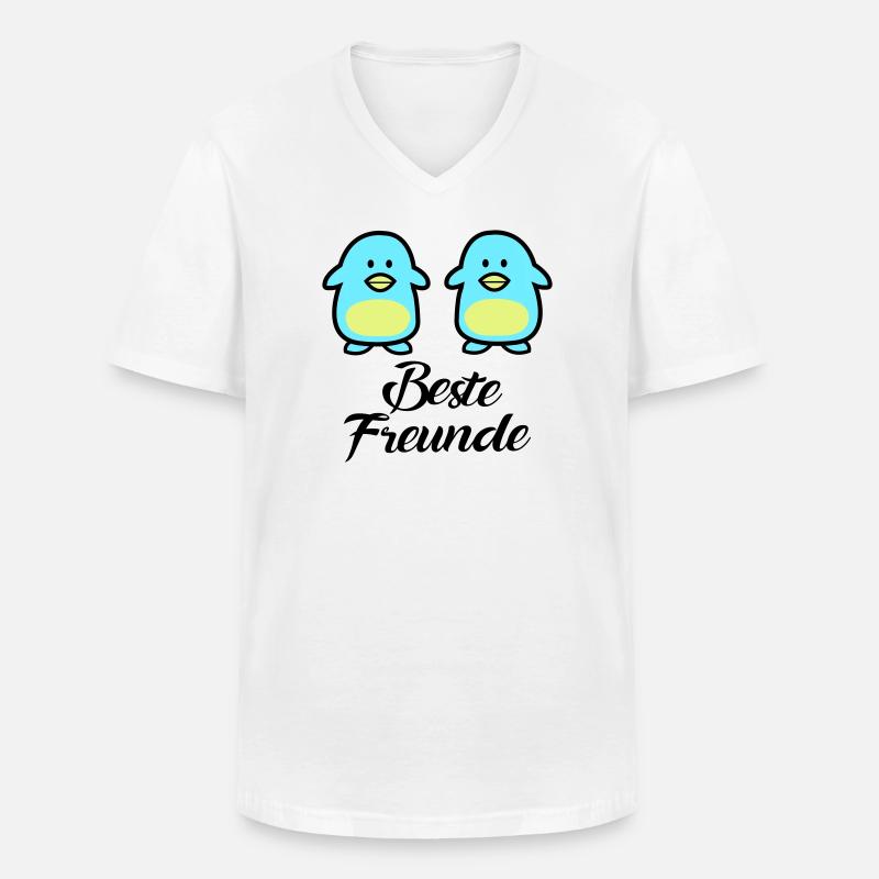 Pinguine Beste Freunde - Männer-T-Shirt mit V-Ausschnitt - Weiß