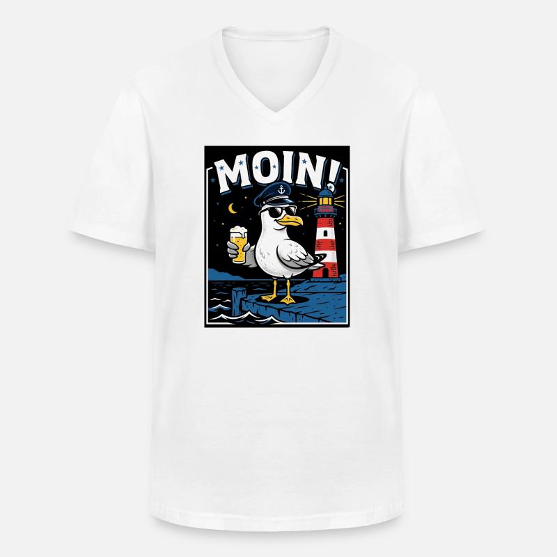 Küste Kneipe Möwe Bier - Männer-T-Shirt mit V-Ausschnitt - Weiß
