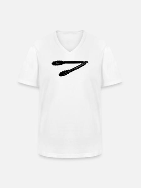 BBQ Grill Tongs Silhouette - Männer-T-Shirt mit V-Ausschnitt - Weiß