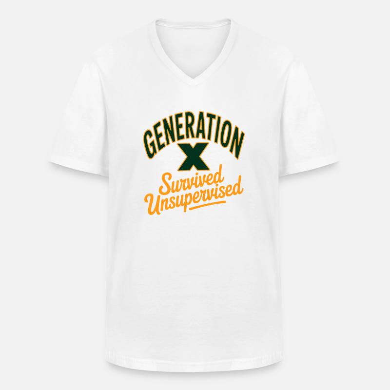 Generation X Survived Unsupervised - Männer-T-Shirt mit V-Ausschnitt - Weiß