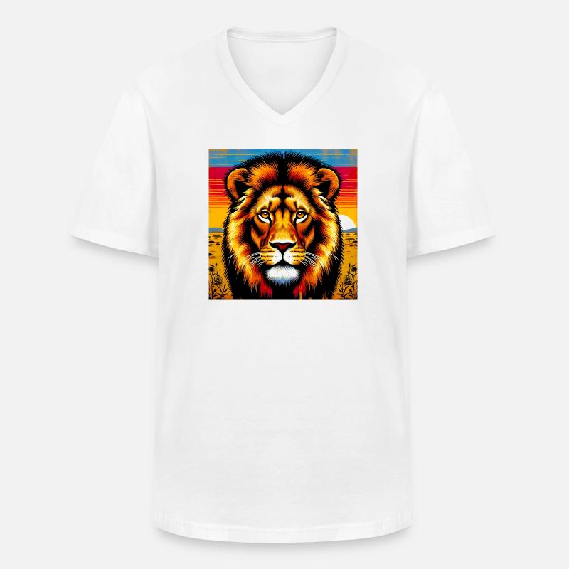 Löwe - Männer-T-Shirt mit V-Ausschnitt - Weiß