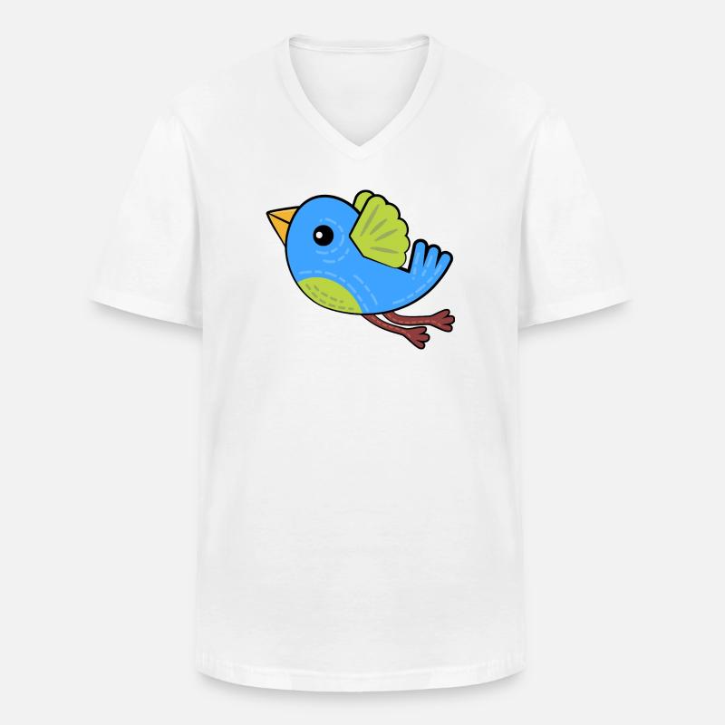 Kleiner Blauer Vogel - Männer-T-Shirt mit V-Ausschnitt - Weiß
