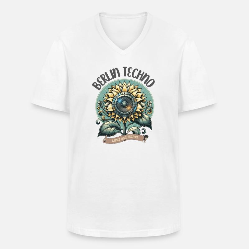 Berlin Techno - Love and Beats - Männer-T-Shirt mit V-Ausschnitt - Weiß