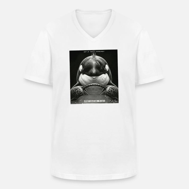 Fisch Geblitzt - Männer-T-Shirt mit V-Ausschnitt - Weiß