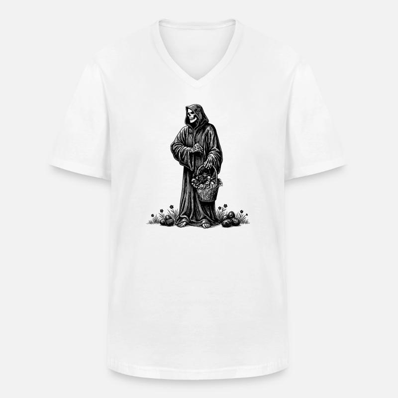 Todesfigur Osterkorb Versteckte Eier Gras - Männer-T-Shirt mit V-Ausschnitt - Weiß