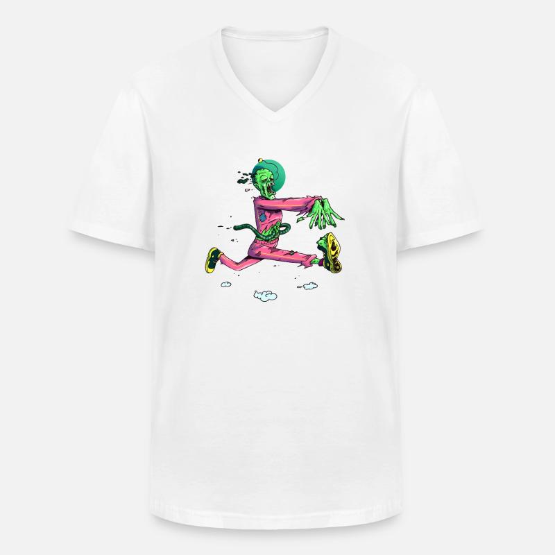 Zombie Runner Neon Pop - Männer-T-Shirt mit V-Ausschnitt - Weiß