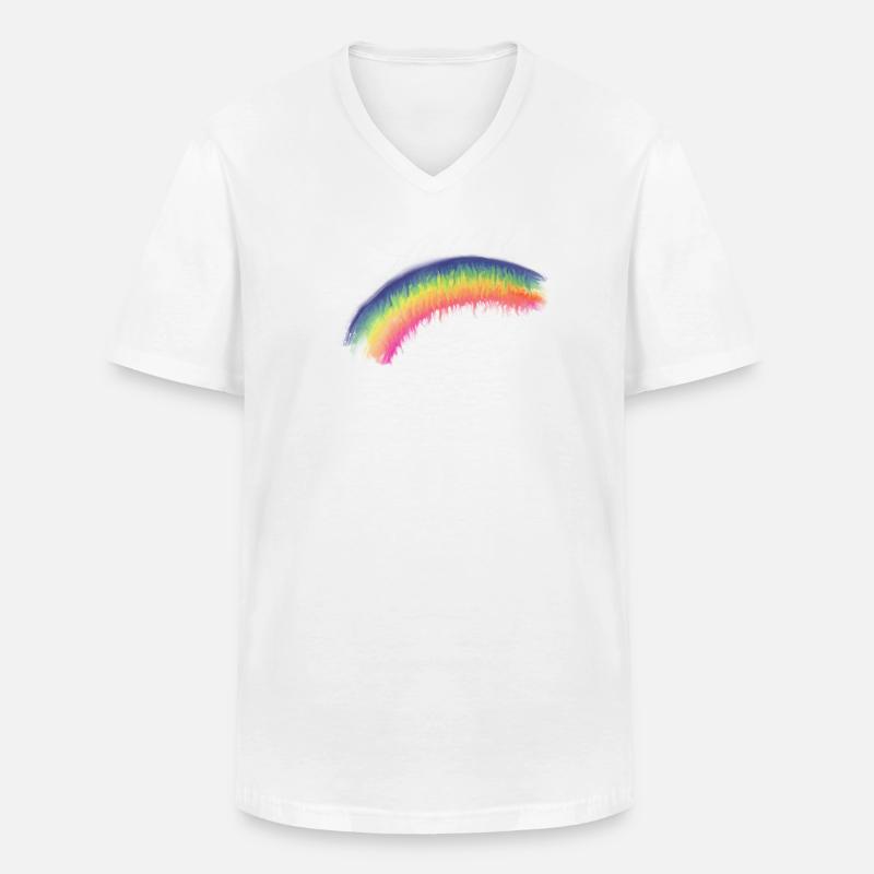 Regenbogen Pinselbogen - Männer-T-Shirt mit V-Ausschnitt - Weiß