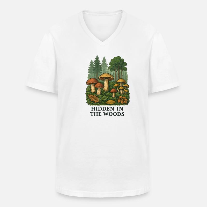 Waldpilze Geheimnis - Männer-T-Shirt mit V-Ausschnitt - Weiß