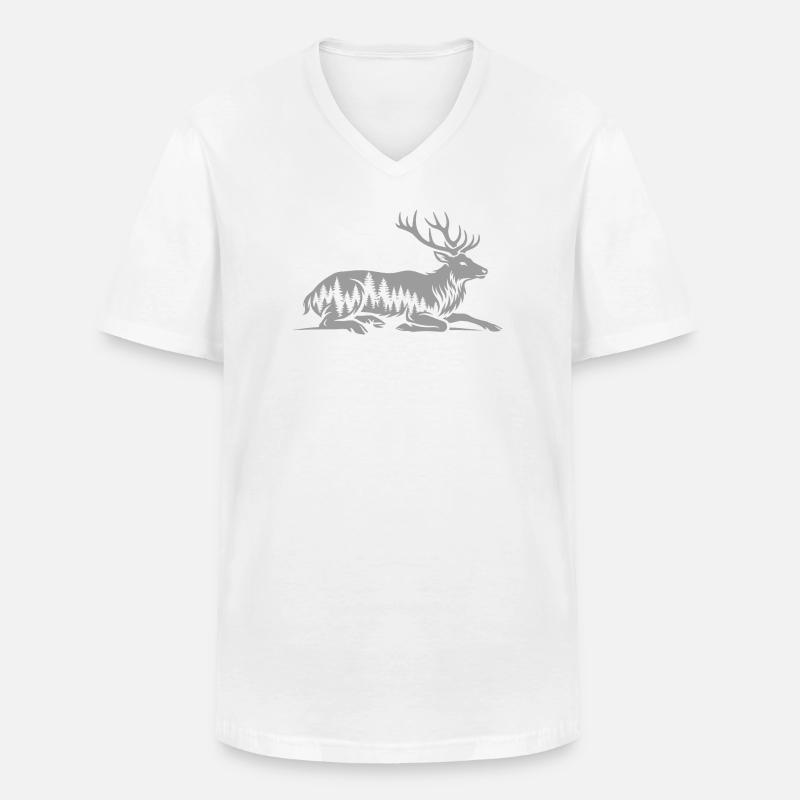 Ciervos - Camiseta con cuello de pico hombre - blanco