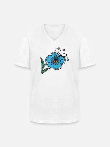Handgezeichnete blaue Blume Kinder Kind - Männer-T-Shirt mit V-Ausschnitt - Weiß