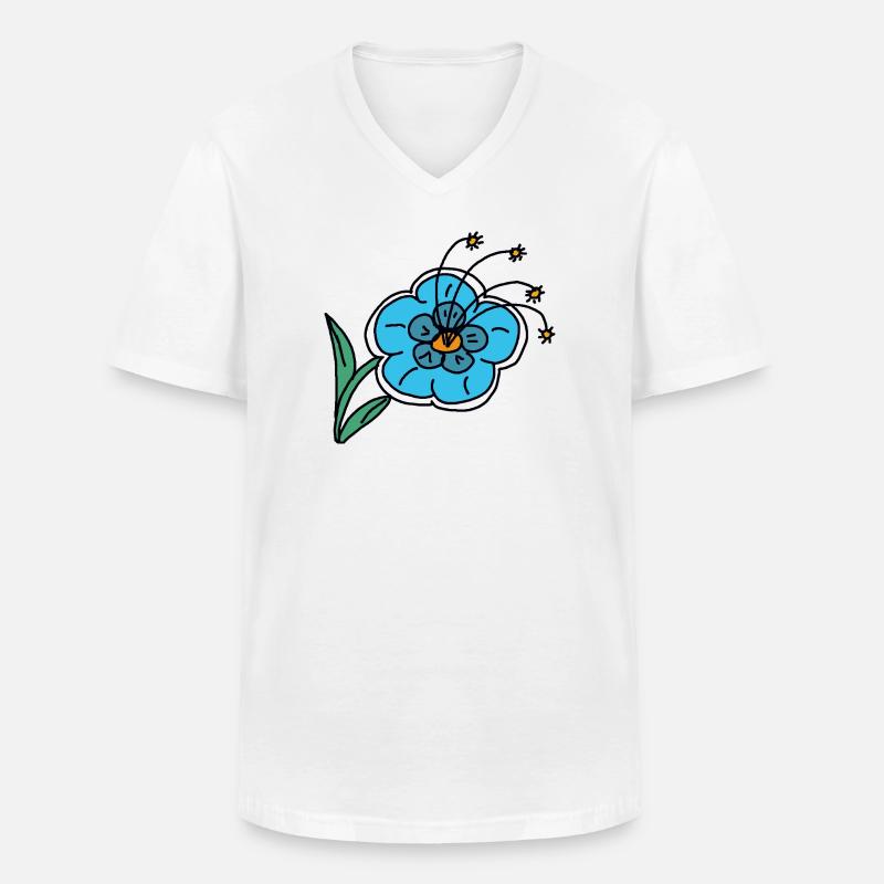 Handgezeichnete blaue Blume Kinder Kind - Männer-T-Shirt mit V-Ausschnitt - Weiß