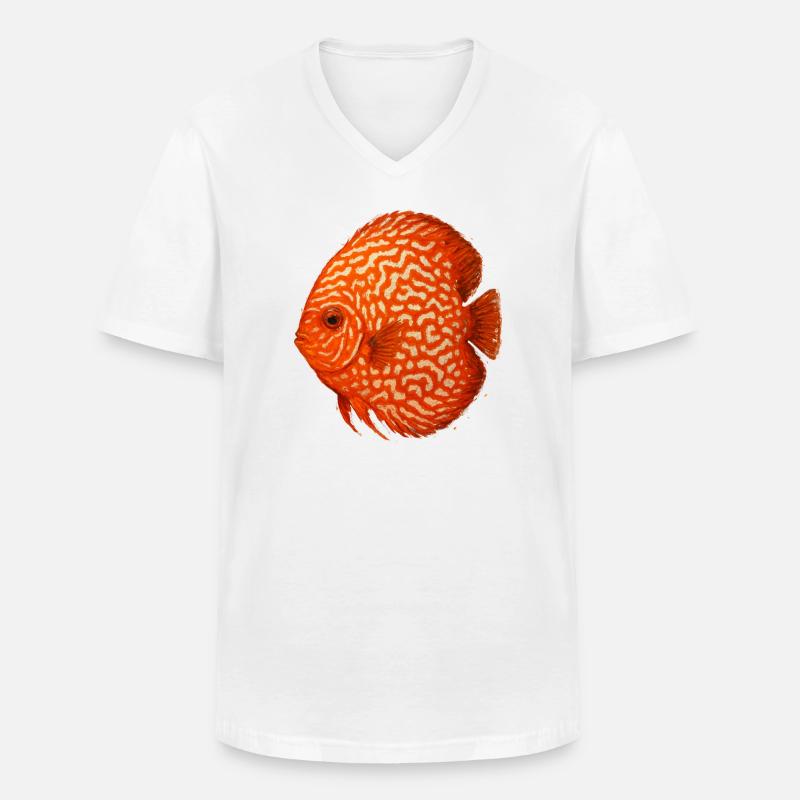 Oranger Diskusfisch-Aquarium Amazonas - Männer-T-Shirt mit V-Ausschnitt - Weiß