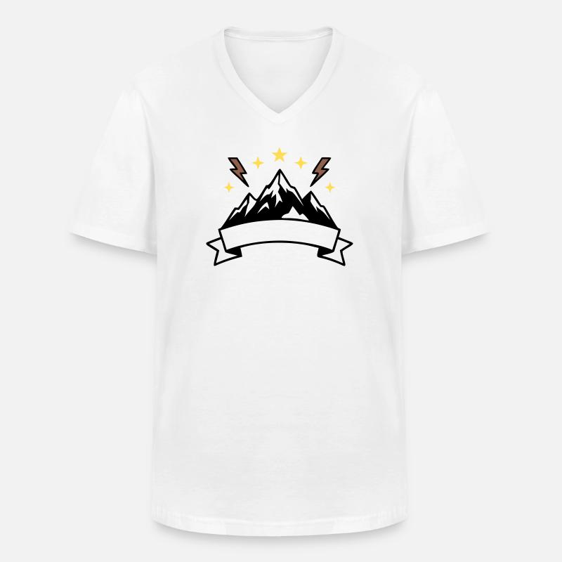Berge Banner Textfeld Wappen - Männer-T-Shirt mit V-Ausschnitt - Weiß