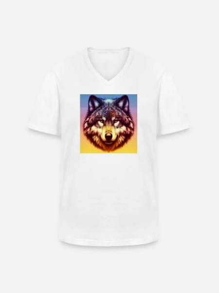 Wolf - Men's V-Neck T-Shirt - white