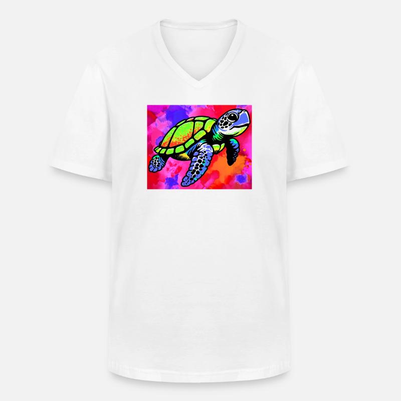 Schildkröte - Männer-T-Shirt mit V-Ausschnitt - Weiß