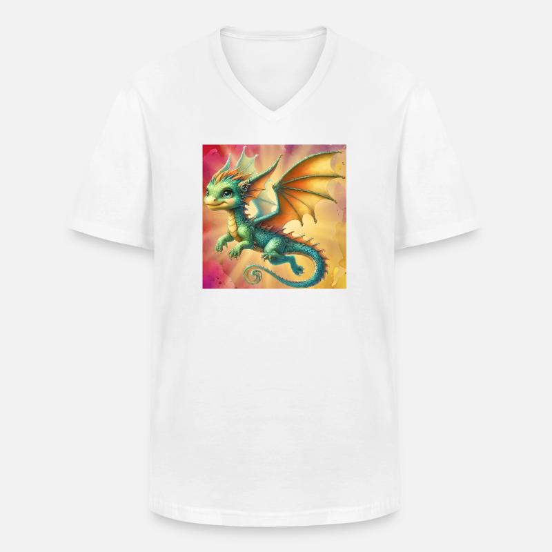 Drache - Männer-T-Shirt mit V-Ausschnitt - Weiß