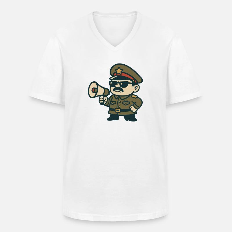 Retro-Sergeant-Megafon - Männer-T-Shirt mit V-Ausschnitt - Weiß