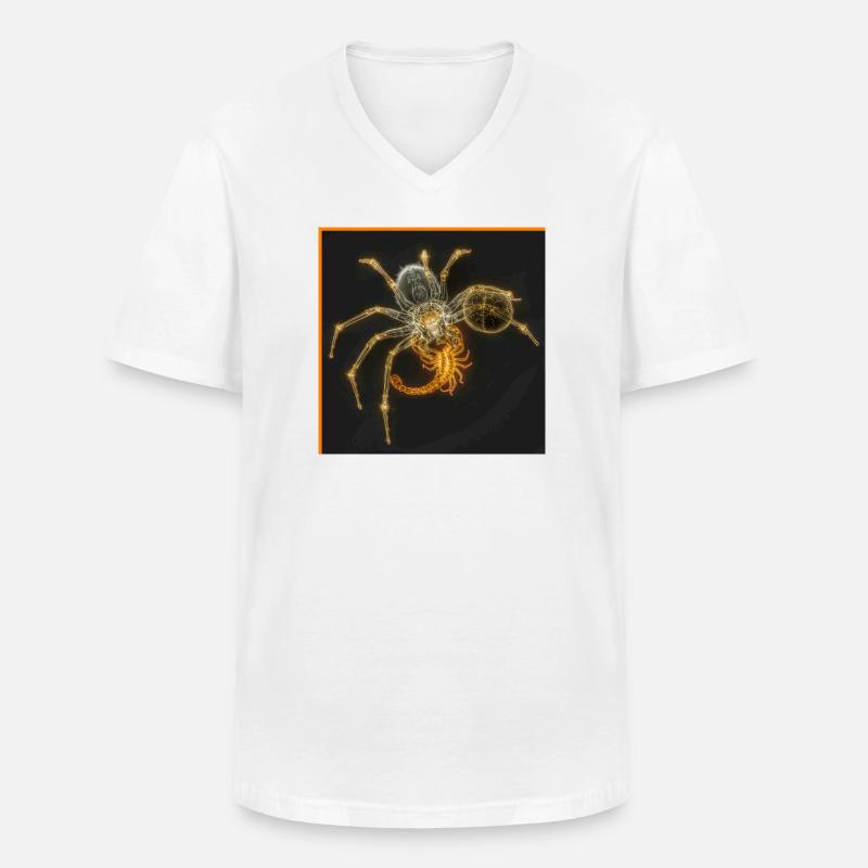 Neon-Spinne mit funky Tails - Männer-T-Shirt mit V-Ausschnitt - Weiß