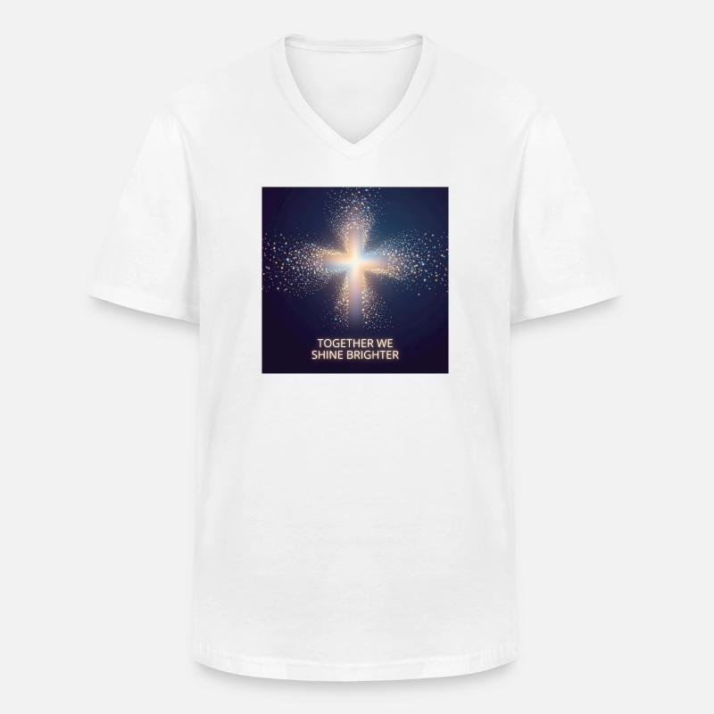 Lichtkreuz Gemeinsam Strahlen - Männer-T-Shirt mit V-Ausschnitt - Weiß