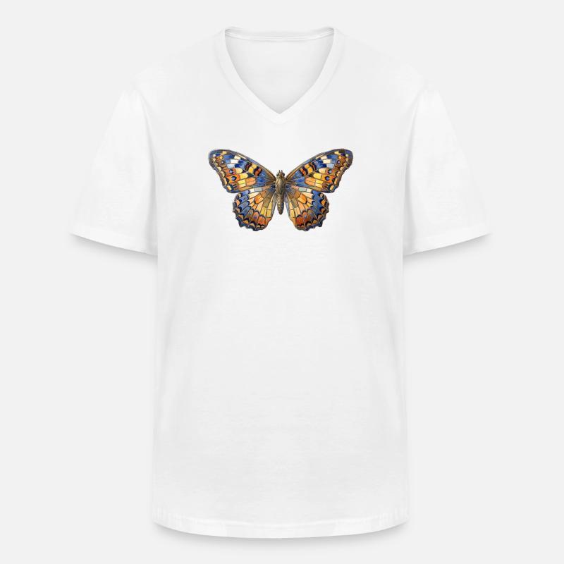 Schmetterling Mosaik - Kunst Geschenk - Männer-T-Shirt mit V-Ausschnitt - Weiß