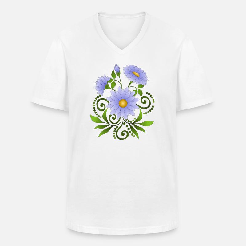 Blumen - Männer-T-Shirt mit V-Ausschnitt - Weiß