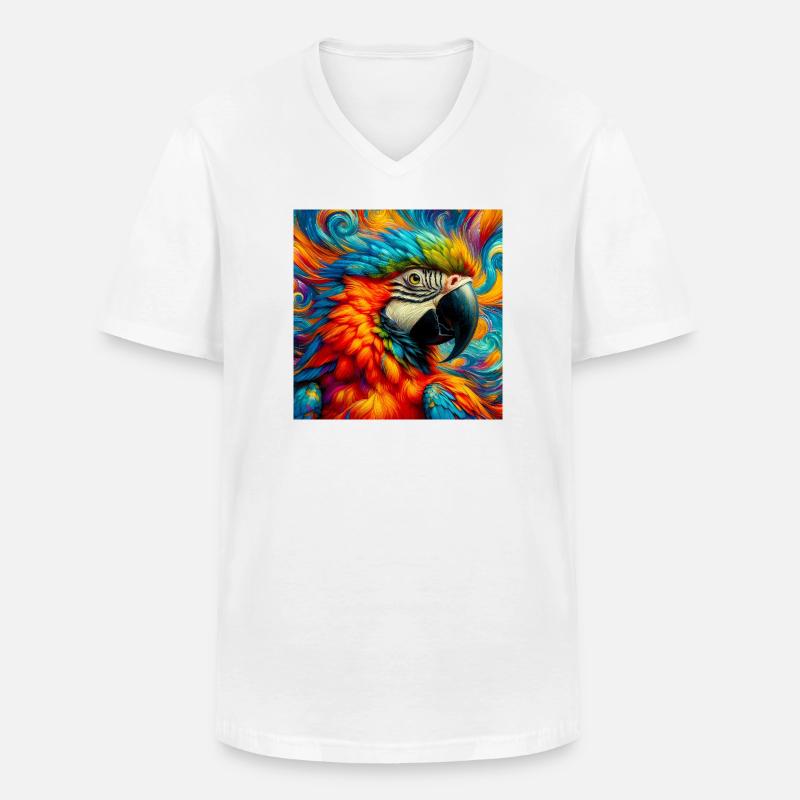 Papagei - Männer-T-Shirt mit V-Ausschnitt - Weiß