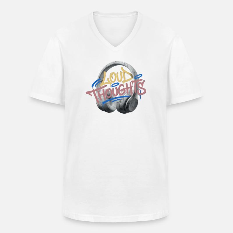 Loud Thoughts Graffiti - Männer-T-Shirt mit V-Ausschnitt - Weiß