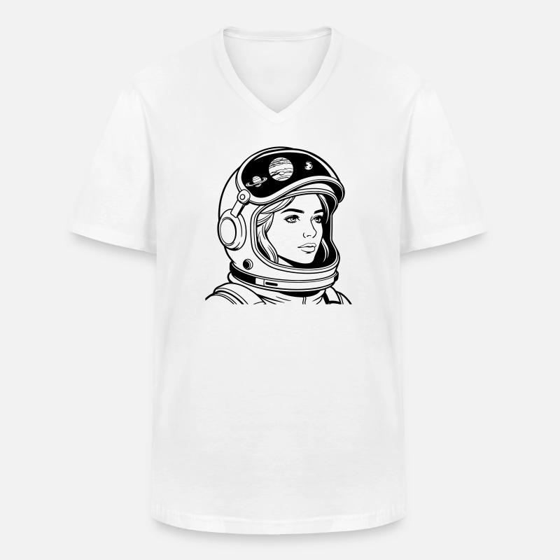 Weltraumfrau - Männer-T-Shirt mit V-Ausschnitt - Weiß
