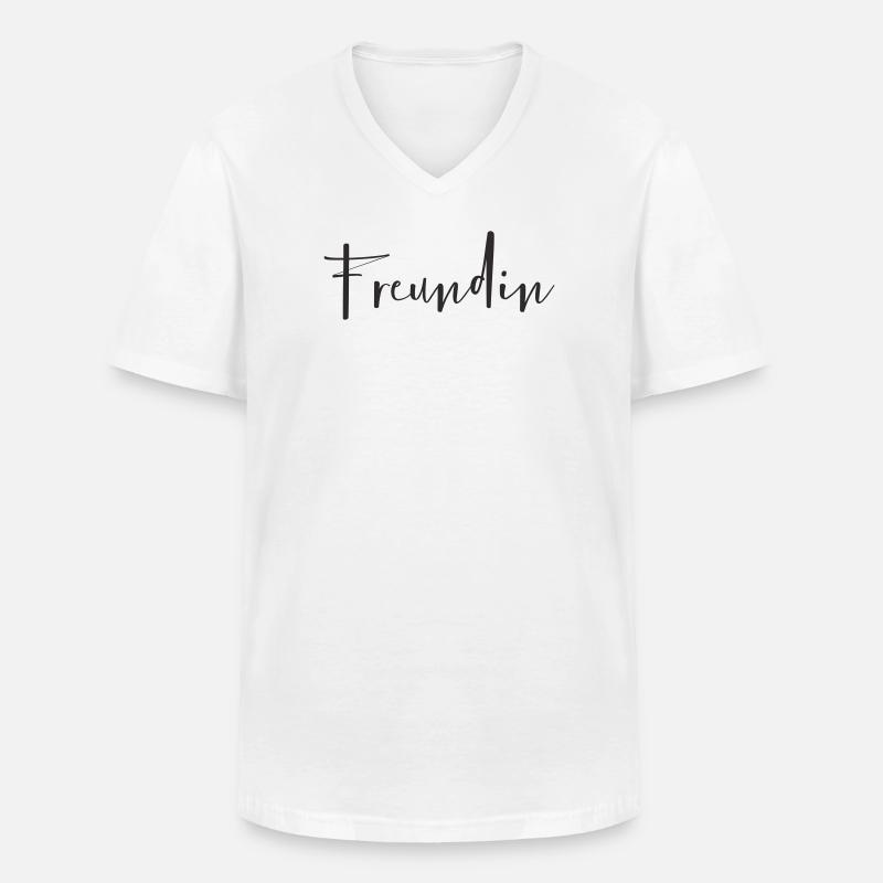 Kæreste – Kærlig tekstdesign - Klassisk herre T-shirt med V-udskæring - hvid