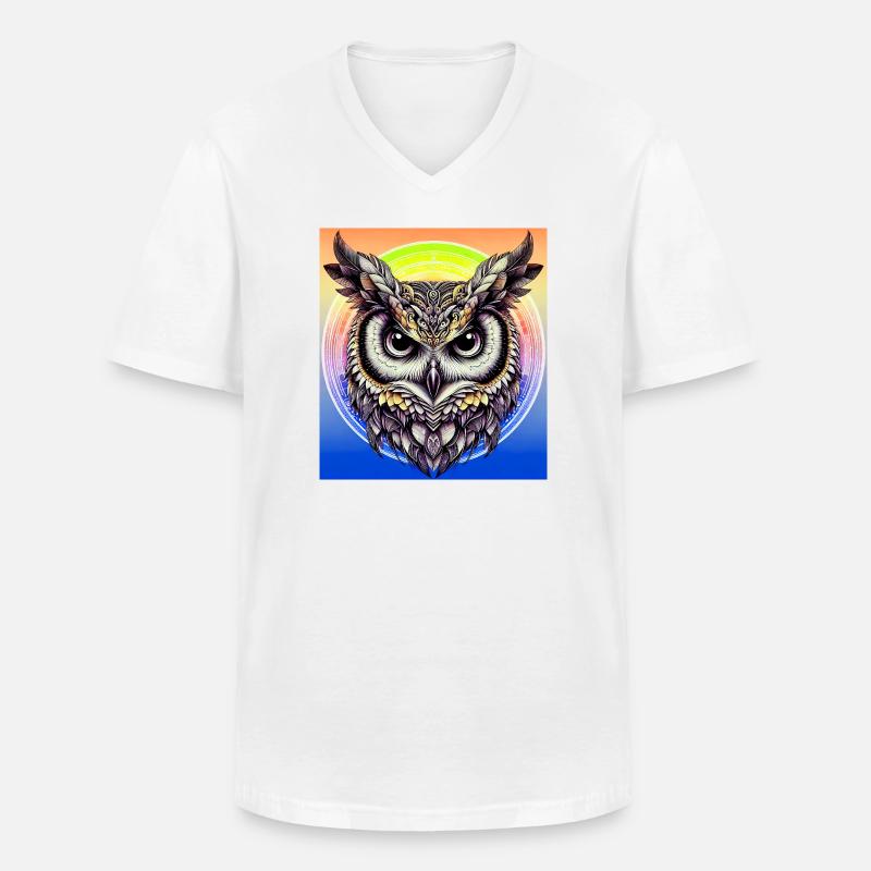 Eule - Männer-T-Shirt mit V-Ausschnitt - Weiß