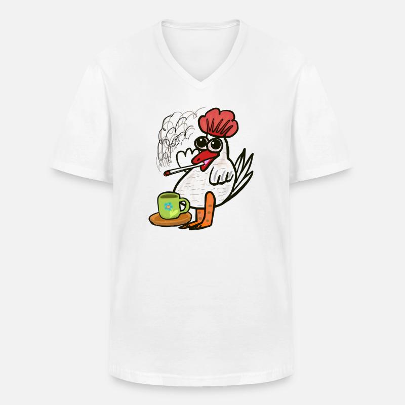 Kaffee Kippen Zigaretten Huhn Pause - Männer-T-Shirt mit V-Ausschnitt - Weiß