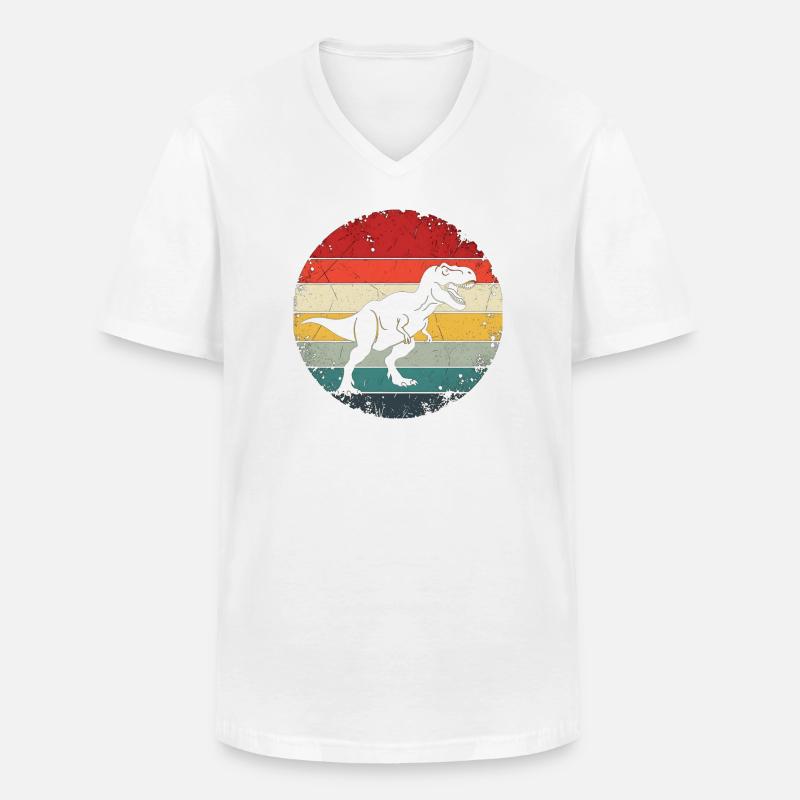 Dinosaurier-Geschenk – Retro-Dinosaurier-Dino-Dinosaurier - Männer-T-Shirt mit V-Ausschnitt - Weiß